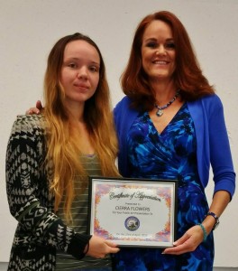 Oldsmar City Council member Linda Foley Norris with USF art student Cierra Flowers. Credit: Linda Foley Norris.