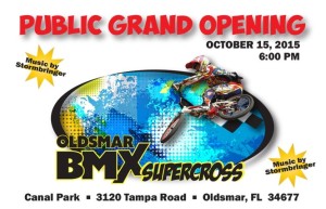 The grand opening for Oldsmar's BMX Supercross Track is scheduled for Thursday, Oct. 15 at 5:30 p.m.
