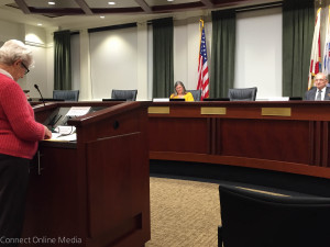 Oldsmar City Council Seat 4 candidates Becky Afonso and Jerry Beverland at the candidate forum on Tuesday, Jan. 26, 2016.