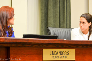 Vice Mayor Gabby McGee talks about the impact Linda Norris had on her council career during Norris' final council meeting last Tuesday night.
