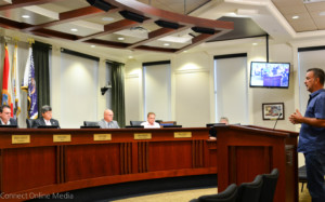 Fred Orosz speaks before the Oldsmar City Council regarding the horse trail issue on Tuesday, July 19.