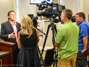 Oldsmar Mayor Doug Bevis answers questions from the media about his plan to bring the Tampa Bay Rays to his town following a press conference on Thursday, Oct. 27, 2016.