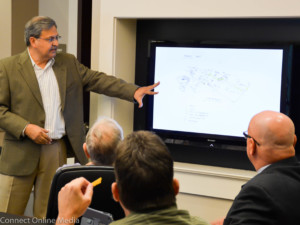 Tampa architect Francisco Semsch explains his downtown development project to Oldsmar city officials on Tuesday, Jan. 11, 2017.