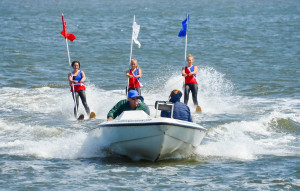 The Tampa Bay Water Ski Show team performs at the 2015 Oldsmar Days festival.