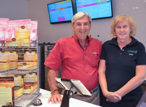 D'Lites Ice Cream founder Jerry Corsover and Oldsmar store manager Kathleen Short.