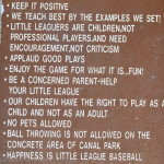 A plaque that hangs at the Oldsmar Little League fields.