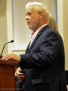 Longtime Oldsmar Cares board member David Wallace speaks before the City Council on April 19, 2016. 
