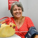 San Francisco native Margaret "Peggy" Schubert donated blood in Oldsmar on Thursday.