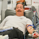 Oldsmar Fire Chief Dean O'Nale gave blood on Thursday.