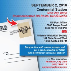 The special centennial hand-cancelled stamp event at the Post office on Tampa Road is still on for Friday.